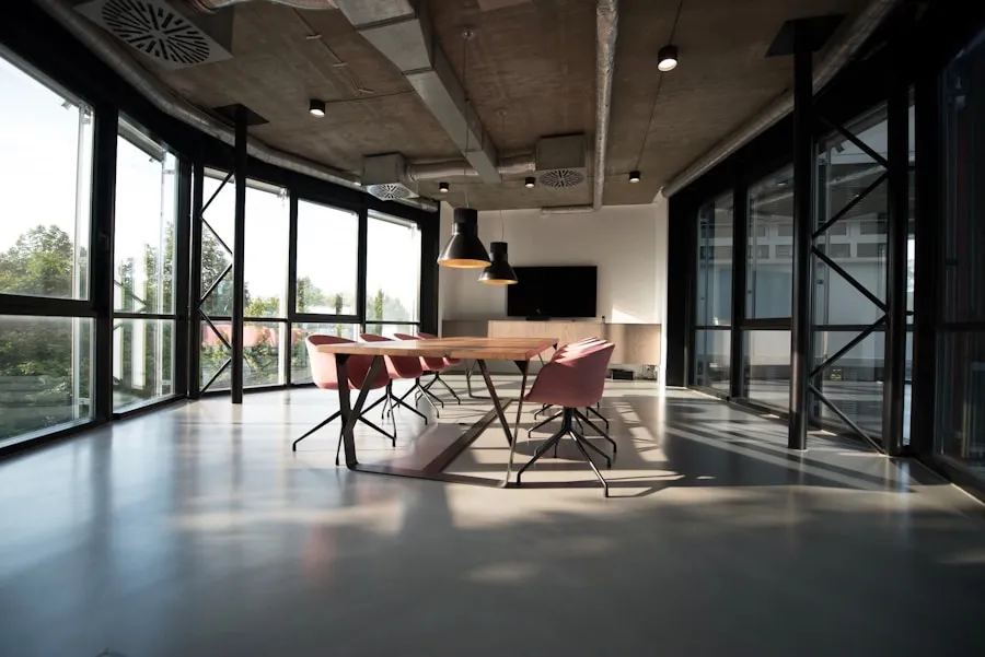 Empty conference room prepared for a professional workshop